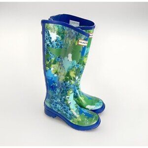 Hunter Women's Abstract Waterproof Rain Boots 6 Zip Up Outdoor Bright Statement